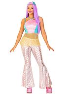Disco-Meerjungfrau, Kostüm-Oberteil und -Hose, kleines Netz, Fischschuppen